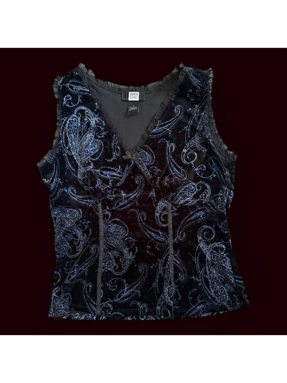 Vintage Studio1940 Y2K Whimsigoth Dark Romantic Velvet Sleeveless Top M
